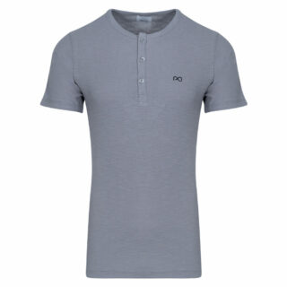 Men Prince Oliver T-Shirt Henley Γκρι 100% Cotton (Modern Fit) 3