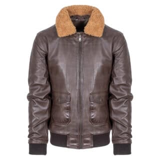Μπουφάν Prince Oliver Δερμάτινο Μπουφάν Καφέ Aviator 100% Leather Jacket (Modern Fit) 3