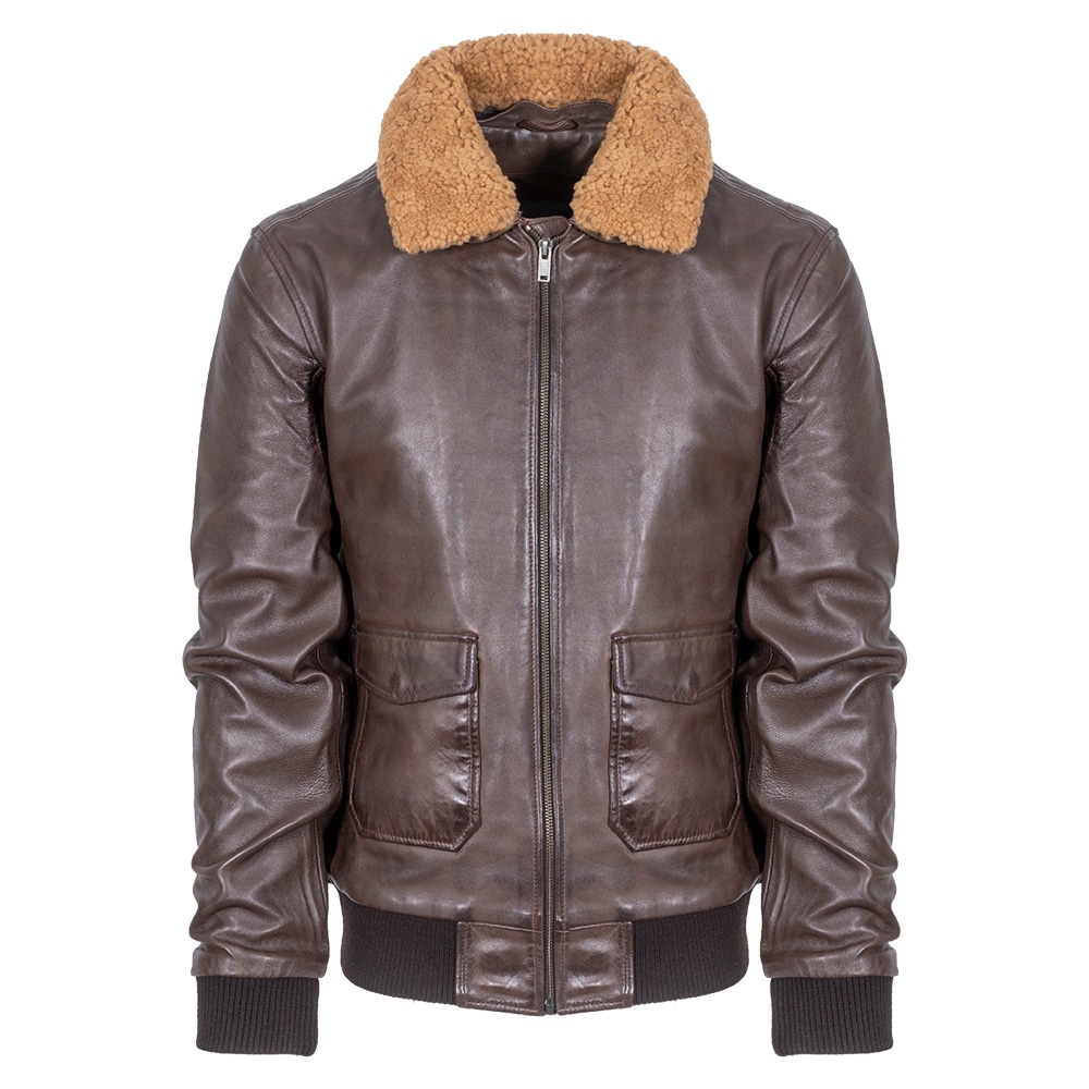 Men > Ένδυση > Δερμάτινα Μπουφάν Prince Oliver Δερμάτινο Μπουφάν Καφέ Aviator 100% Leather Jacket (Modern Fit) New Arrival
