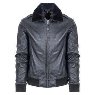 Men Prince Oliver Δερμάτινο Μαύρο Μπουφάν Aviator 100% Leather Jacket (Modern Fit) 3
