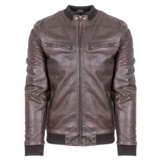 Men Prince Oliver Δερμάτινο Bomber Καφέ Σκούρο 100% Leather Jacket (Modern Fit) 3