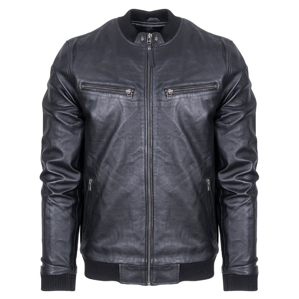 Men Prince Oliver Δερμάτινο Bomber Μαύρο 100% Leather Jacket (Modern Fit) 11