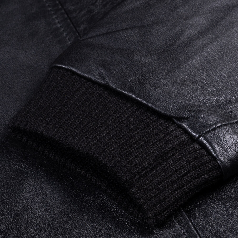 Men Prince Oliver Δερμάτινο Bomber Μαύρο 100% Leather Jacket (Modern Fit) 16