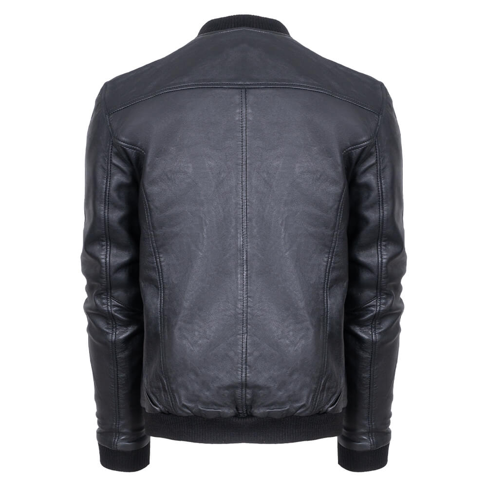 Men Prince Oliver Δερμάτινο Bomber Μαύρο 100% Leather Jacket (Modern Fit) 18
