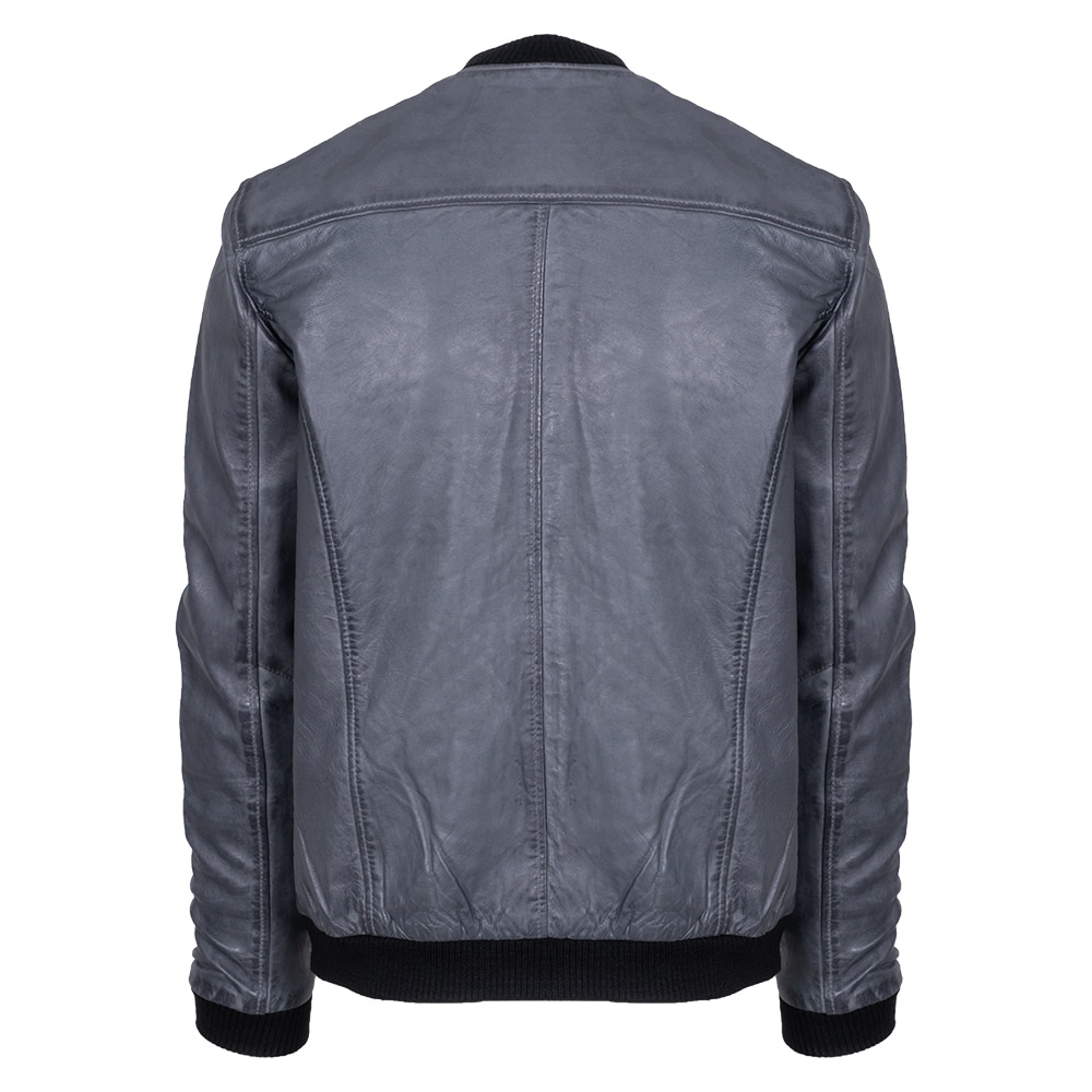 Men Prince Oliver Δερμάτινο Bomber Γκρι 100% Leather Jacket (Modern Fit) 20
