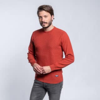 Clothing Prince Oliver Orange Round Neck Sweater (Modern Fit)