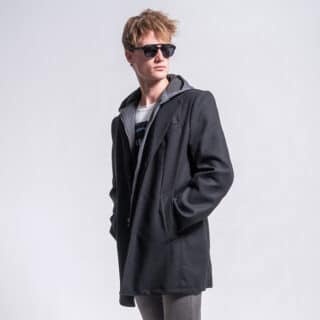 Clothing Prince Oliver Black Coat / Grey Hood (Modern Fit)