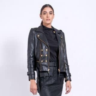 Clothing Prince Oliver Black Leather Jacket 100% Leather