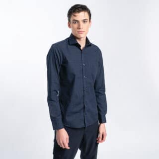 Clothing Prince Oliver Blue Shirt with Light Blue Micro Design (Modern Fit)
