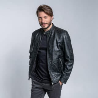 Black Line Prince Oliver Racer Jacket Μαύρο 100% Leather Jacket (Modern Fit) 3