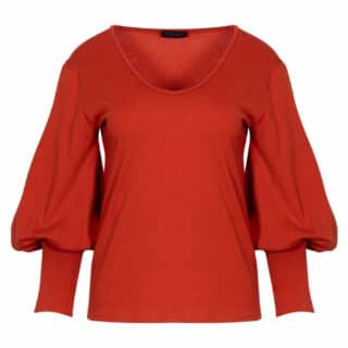 Women Γυναικεία Μπλούζα Πορτοκαλί με Φουσκωτά Μανίκια 100% Cotton 7