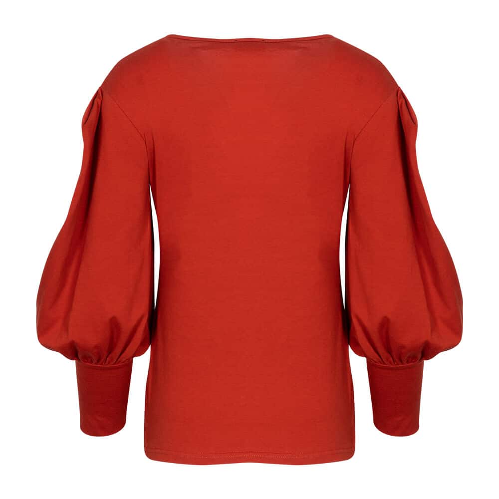 Women Γυναικεία Μπλούζα Πορτοκαλί με Φουσκωτά Μανίκια 100% Cotton 8