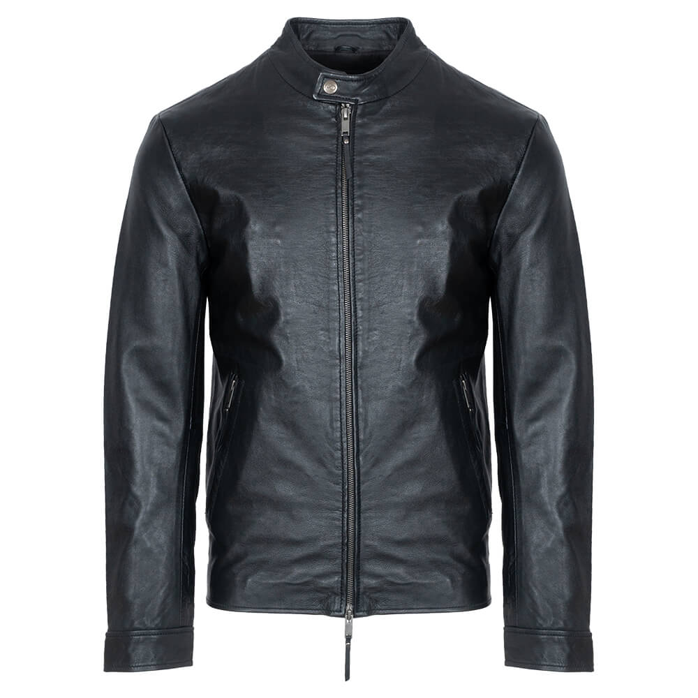 Men Prince Oliver Racer Jacket Μαύρο 100% Leather (Modern Fit) 6