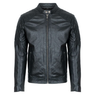 Men Prince Oliver Racer Jacket Μαύρο 100% Leather (Modern Fit) 12