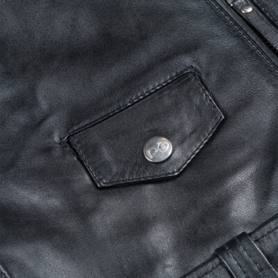Prince Oliver Double Breasted Jacket Black 100% Leather