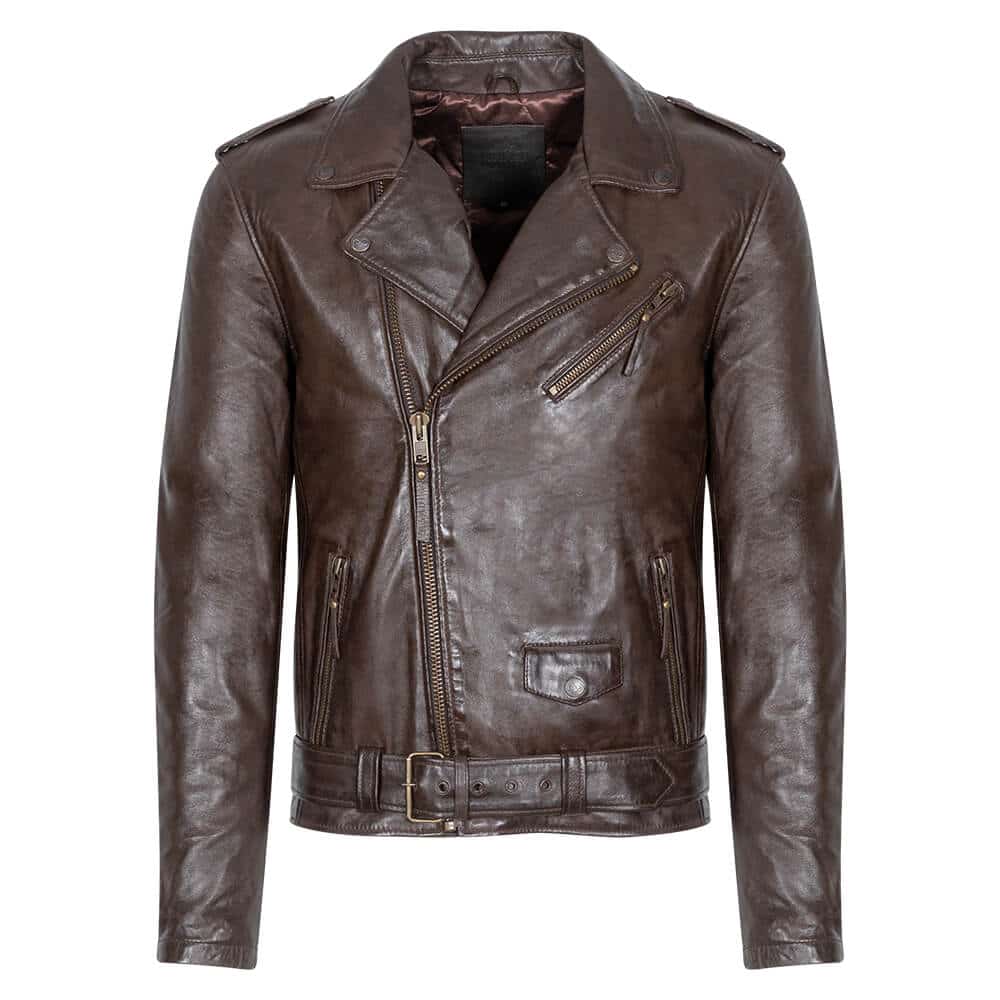 Men > Ένδυση > Δερμάτινα Μπουφάν Prince Oliver Double Rider Jacket Καφέ 100% Leather (Modern Fit) New Arrival