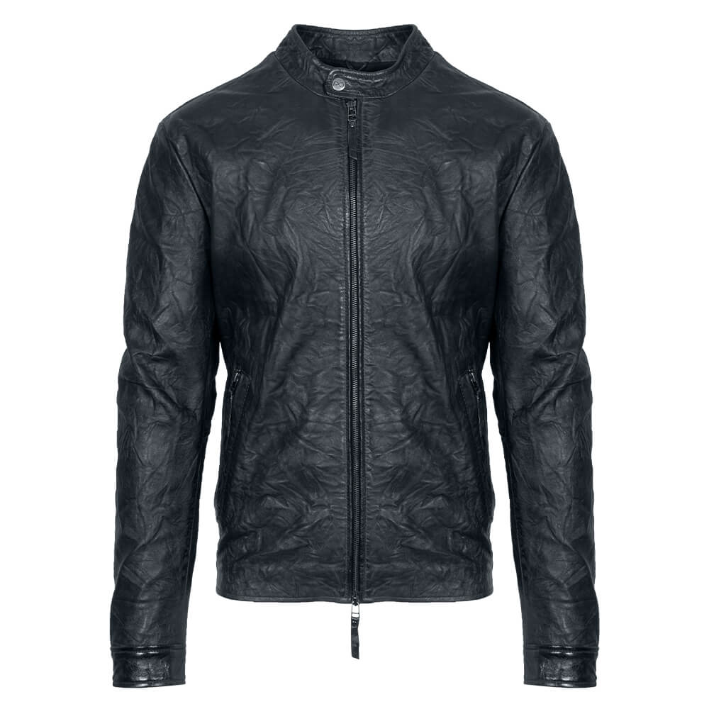 Men > Ένδυση > Δερμάτινα Μπουφάν Prince Oliver Racer Μαύρο 100% Leather Jacket (Modern Fit) New Arrival