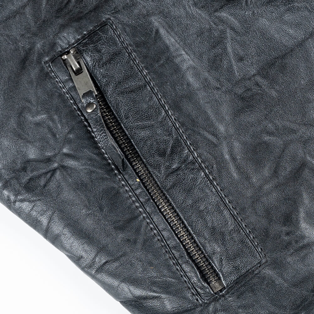 Black Line Prince Oliver Racer Jacket Μαύρο 100% Leather Jacket (Modern Fit) 12