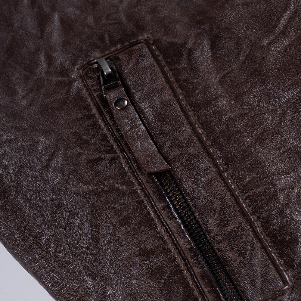 Men Prince Oliver Racer Jacket Καφέ 100% Leather (Modern Fit) 14