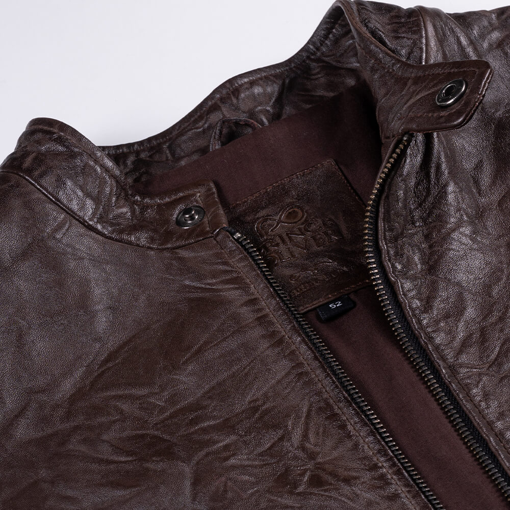Men Prince Oliver Racer Jacket Καφέ 100% Leather (Modern Fit) 13