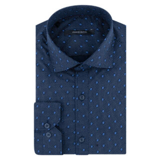 Clothing Prince Oliver Blue Shirt with Blue Micro Design (Modern Fit)