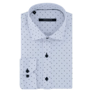 Clothing Prince Oliver White Shirt with Micro Design (Modern Fit)