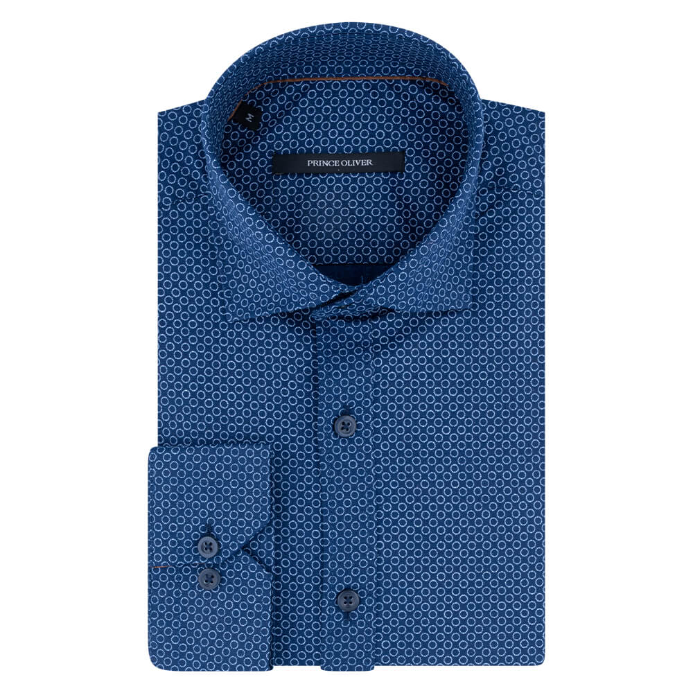 Clothing Prince Oliver Blue Shirt with Light Blue Micro Design (Modern Fit) 2