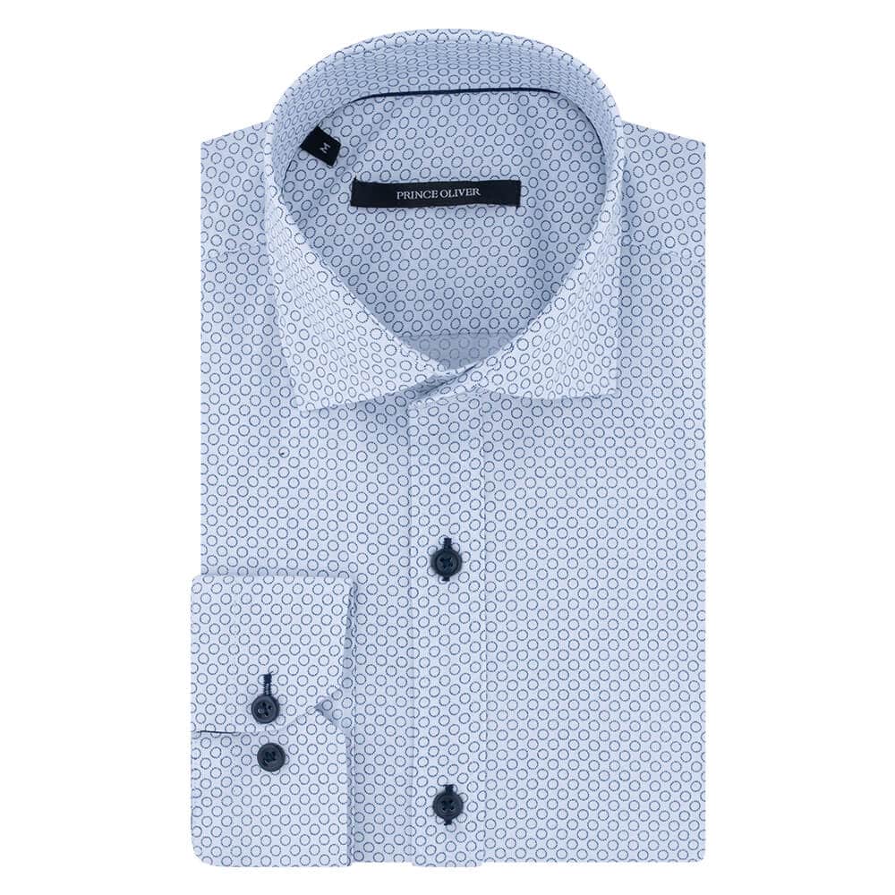 Clothing Prince Oliver White Shirt with Light Blue Micro Design (Modern Fit) 2