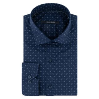 Clothing Prince Oliver Blue Shirt with Paisley Design (Modern Fit)