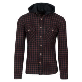 Men Πουκάμισο Καρό Flannel Μαύρο/Κόκκινο (Modern Fit) 100% Cotton 3