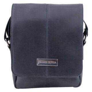 Men Prince Oliver Ανδρική Τσάντα Ταχυδρόμου Δερμάτινη Μαύρη “Original Leather”