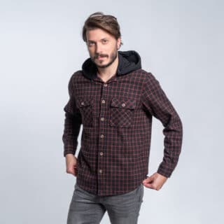 Clothing Check Flannel Shirt Black / Red (Modern Fit) 100% Cotton