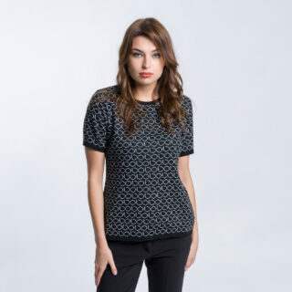 Clothing Prince Oliver Women’s Black Knitted Blouse with Infinity logo