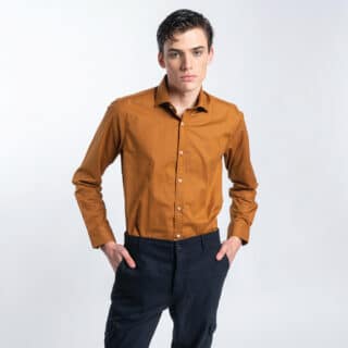 Clothing Prince Oliver Brown Shirt (Modern Fit)