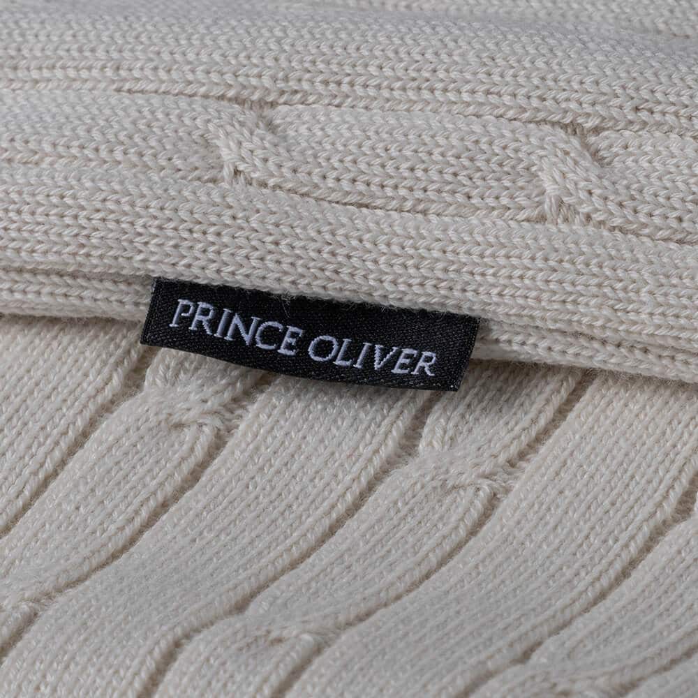 Men Prince Oliver Πουλόβερ Εκρού Round Neck Πλέξη Ζακάρ 100% Cotton (Modern Fit) 7