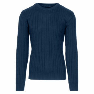 Clothing Prince Oliver Blue Royal Round Neck Sweater Jacquard Knitting 100% Cotton (Modern Fit)