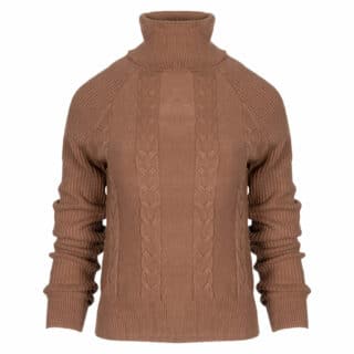 Clothing Women’s Brown Knitted Blouse with Jacquard Knit 3