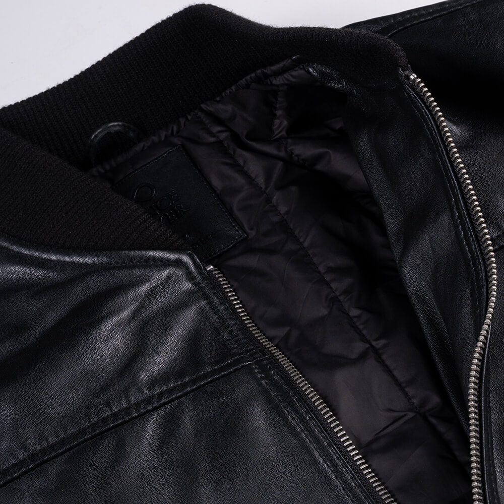 Men Prince Oliver Bomber Μαύρο 100% Leather Jacket  (Modern Fit) 9