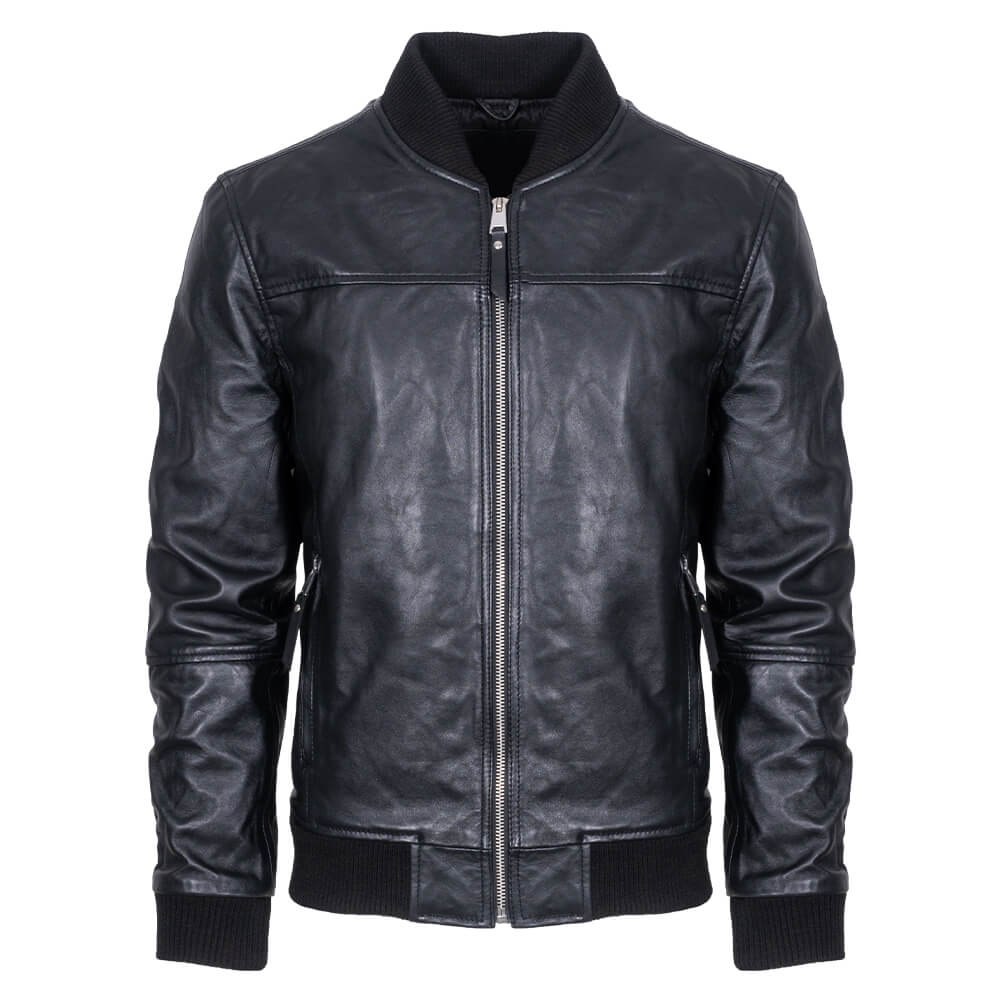 Men Prince Oliver Bomber Μαύρο 100% Leather Jacket  (Modern Fit) 8
