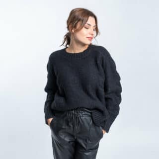 Clothing Women’s Black Knitted Round Neck Blouse