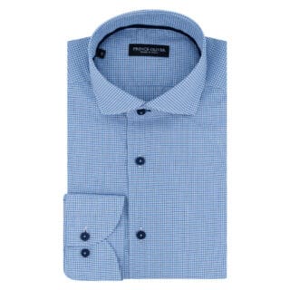 Men Superior Πουκάμισο Γαλάζιο Καρό 100% Fine Cotton ( Slim Fit) 3