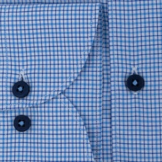 Men Superior Πουκάμισο Γαλάζιο Καρό 100% Fine Cotton ( Slim Fit) 5