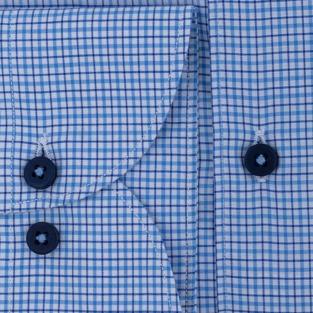 Men Superior Πουκάμισο Γαλάζιο Καρό 100% Fine Cotton ( Slim Fit) 4