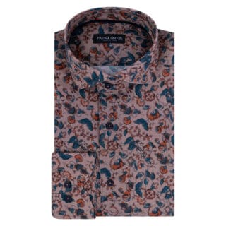 Clothing Premium Brown Floral Shirt 100% Cotton (Modern Fit)