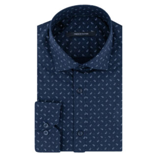 Clothing Prince Oliver Dark Blue Shirt with Micro Design (Modern Fit)