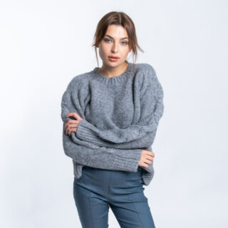 Clothing Women’s Grey Knitted Round Neck Blouse