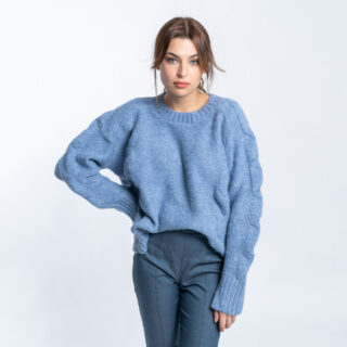 Clothing Women’s Blue Knitted Round Neck Blouse 2