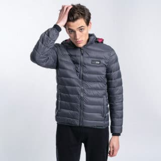 Clothing Prince Oliver Grey Insulated Hooded Jacket (Modern Fit) New Arrival