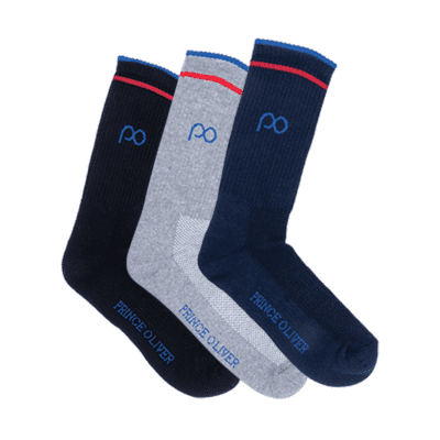 All Seasons Training Socks Set of 3 Pcs. Black, Blue Grey - Three Color Set, 44/46