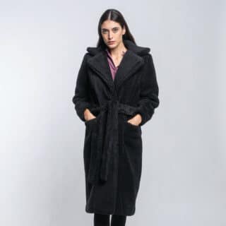 Women Teddy Bear Coat Μαύρο 2